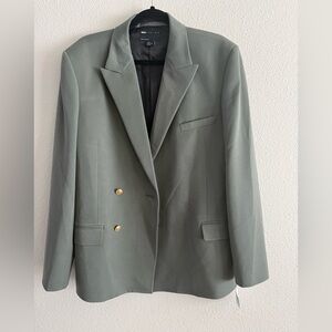 ASOS Moss Green Double Breasted Blazer with Gold Buttons
